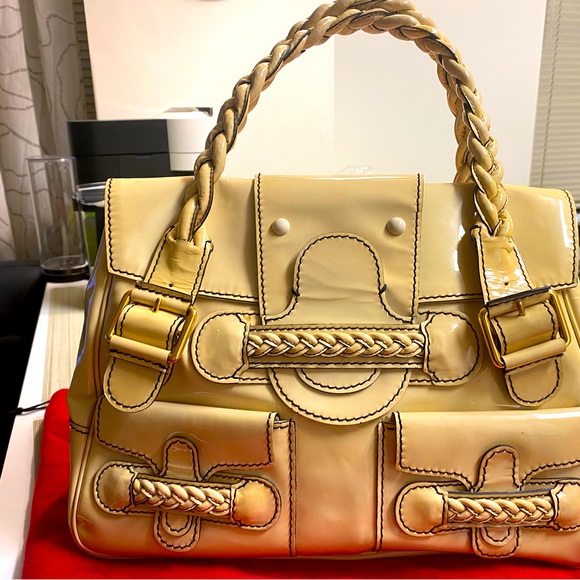 VALENTINO GARAVANI Histoire" Limited Edition Braided Handle Patent Leather  Bag - Picture 2 of 10